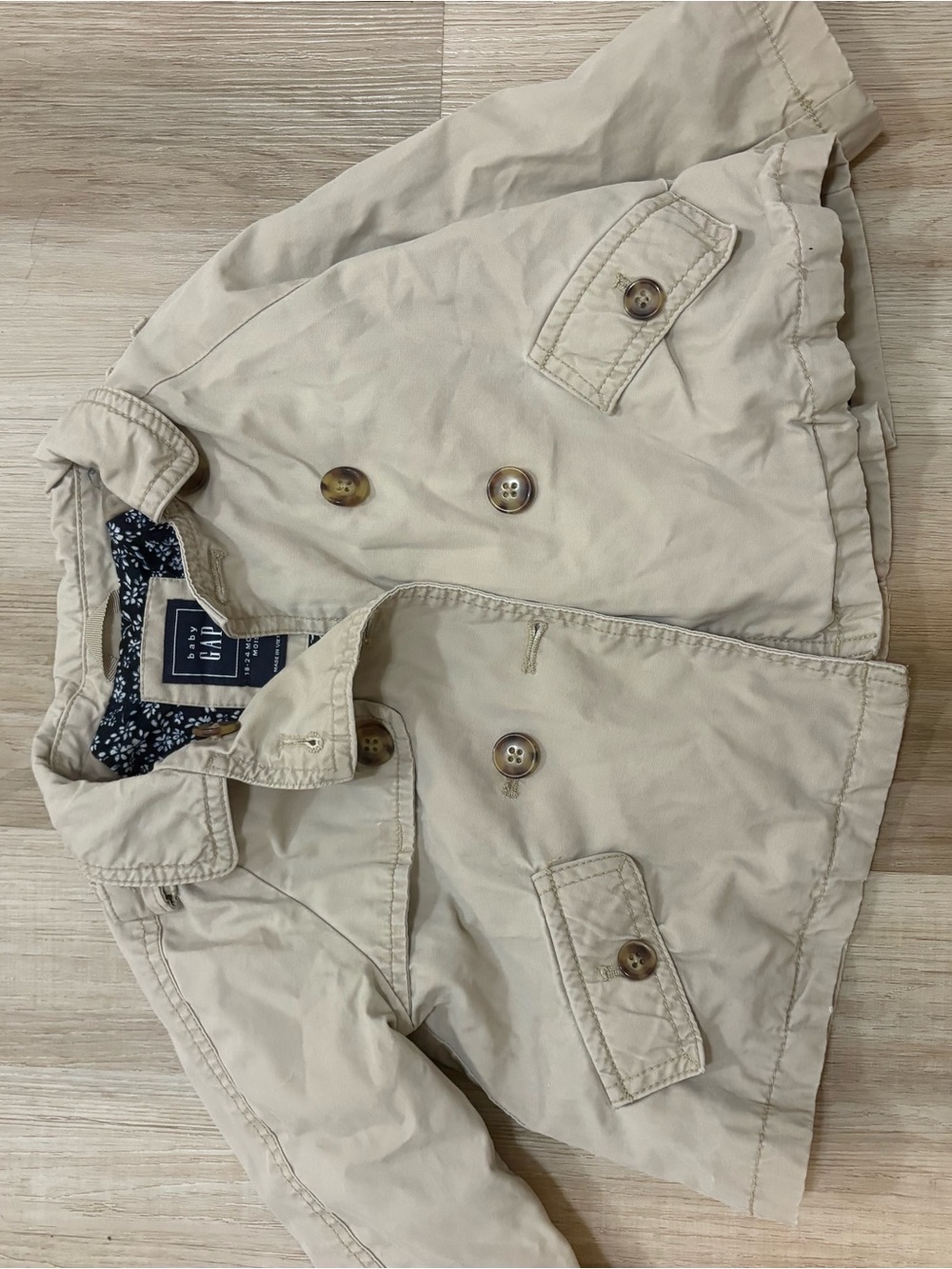 GAP Kids Beige Double-Breasted Pea Coat